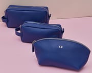 Personalized monogram leather toiletry bag for bridesmaid, leather zipper pouch, small handbag organizer, cosmetic bag, makeup organizer