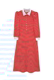 Rugby Dress Midi - Coral Stripe
