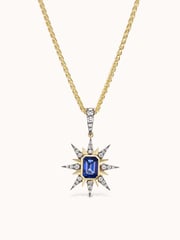 Starburst Charm Necklace Blue Sapphire
