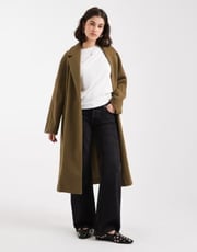 ASOS DESIGN throw on overcoat in olive