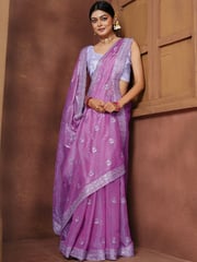 Anouk Women Floral Tissue Banarasi Saree Unstitched Blouse Piece