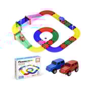 PicassoTiles Magnetic Tiles Race Track w/ Trucks and Car Set