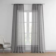 Gravel Grey Textured Faux Linen Sheer Curtain