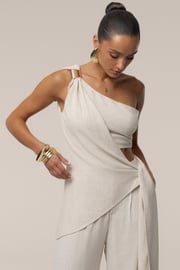 Natural Palmera One Shoulder Top