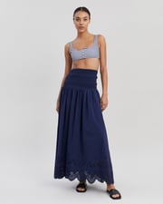 Eyelet Zaria Skirt French Navy