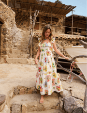 Cream Printed Cassidy Midi Dress