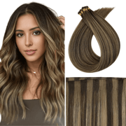Virgin Hand Tied Weft Hair Extensions Balayage Brown #BM
