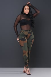 Pull Rank High Rise Skinny Jeans - Dark Camouflage