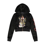 NYC Skull Y2K Velour Hoodie