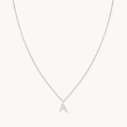 A Initial Pavé Pendant Necklace in Silver