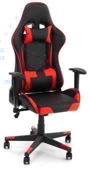 47.2"h Gaming Chair with Adjustable Armrests, Lumbar Support, Tilting Backrest - Red