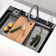 Lefton 33"x22" Waterfall Stainless Steel Single Bowl Workstation Kitchen Sink with Digital Temperature Display-KS2206L-PRO