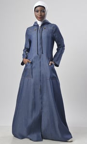 Modest Denim Hoodie Style  Abaya
