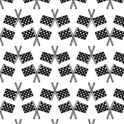 Sketched Checkered Flags Fabric