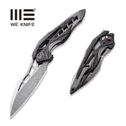 WEKNIFE Arrakis Flipper Knife Titanium & Carbon Fiber Handle (3.45" Damasteel Blade) 906CF-DS1