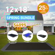 Spring Bundle! 12x18' Rectangle Pro-Line MAX Avyna In-Ground Trampoline + LED Lights + Cover