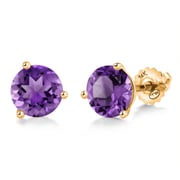 14K Yellow Gold Martini Earrings | 3 Prong Screw Back Stud Earrings For Women Men | Round 6MM | Gemstone Birthstone | Gold Earrings For Women Men
