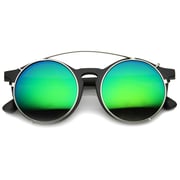 Oversize Round Flash Mirrored Clip On Lens Sunglasses 9793
