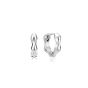 Silver Molten Huggie Hoop Earrings