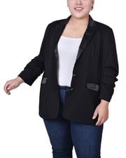 NY Collection Plus Satin Lapel Scuba Crepe Blazer ||P000707891||