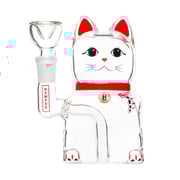 Lucky Money Cat Glass Water Pipe
