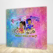 Beauty or Beats Gender Reveal Backdrop