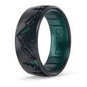 Etched Silicone Ring - Peak - Black Pearl/Emerald