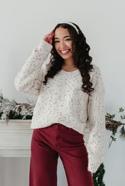 THE HANNAH SEQUIN SWEATER IN CREAM