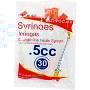 Advocate Insulin Syringes - 30G 1/2cc 5/16" - Polybag of 10 Ct