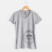 Aviator GiGi the Pomeranian - Women's V-neck Shirt