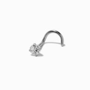 silver-tone stainless steel cubic zirconia 20g threadless nose stud