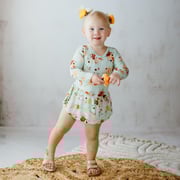 Print Long Sleeve Skirted One Piece in Aloe Fall Floral