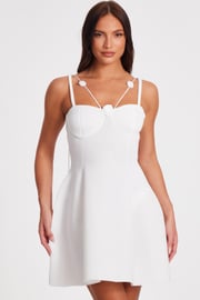 White Floral Trim Mini Dress