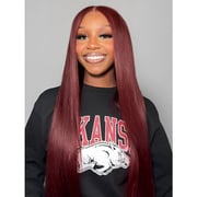 Cherry Cola Red Glueless Human Hair Wigs Straight Cherry Red Colored Hair-Ready & Go Wigs