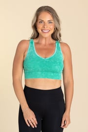 Stone Washed Ribbed Seamless Padded Bralette