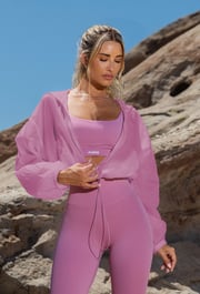 Sheer Form Cropped Pullover Windbreaker - Pink Cloud