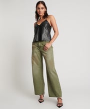 ST KHAKI JACKSON MID WAIST WIDE LEG JEANS