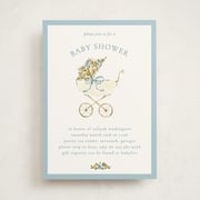 "Pram" - Customizable Baby Shower Invitations in Blue by Sarah Knight.