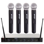 UHF-04M: Wireless Microphone System, Set of 4 Handheld Microphones and Receiver for DJ, Karaoke, Stage Performance
