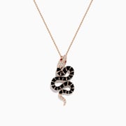 Safari 14K Rose Gold Diamond, Ruby, and Enamel Snake Pendant