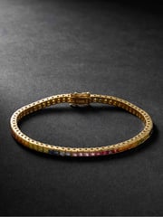 Gold Sapphire Tennis Bracelet - gold - One Size