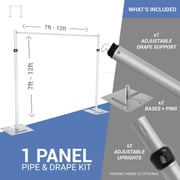 1-Panel Pipe and Drape Kit / Backdrop - 7-12 Feet Tall (Adjustable)