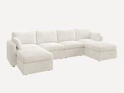 HONBAY 6-Piece Chenille Modular Sectional  Cloud Sofa With Oversized Storage Space