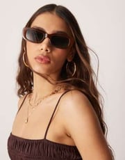 Jeepers Peepers rectangle sunglasses in brown