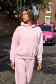 Kaiia Slogan Oversized Hoodie Baby Pink