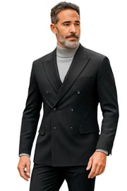 Men's Tailored Fit Double Breasted Suit in Black