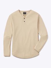 AO Long Sleeve Henley Curve-Hem | Khaki Signature-fit PYCA Pro®