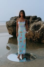 New York Strapped Dress in Blue