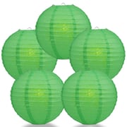 5-PACK 16" Emerald Green Round Paper Lantern, Even Ribbing, Chinese Hanging Wedding & Party Decoration