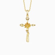 Floral Cross July Water Lily Birth Flower Necklace